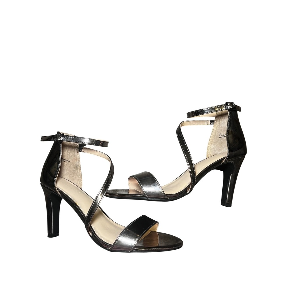 Metallic Gold Ankle Strap Heels Block Heel Dress Sandals Dunion 8.5